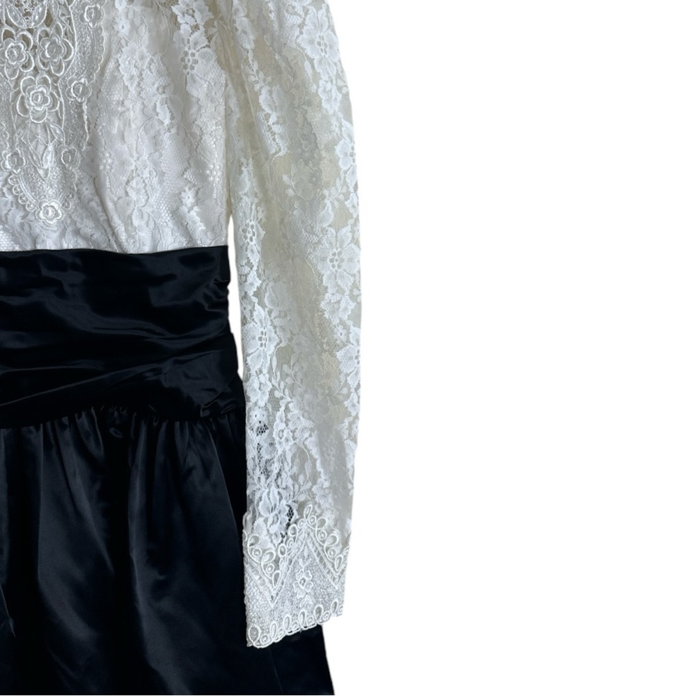 Scott McClintock 80s Victorian Lace Satin Dress Sz 8 - Picture 7 of 15